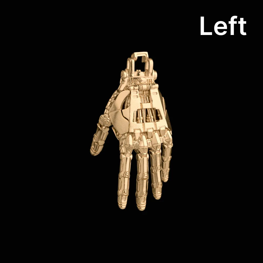 Customized 14k Gold Mechanical Hand Pendant Left Only