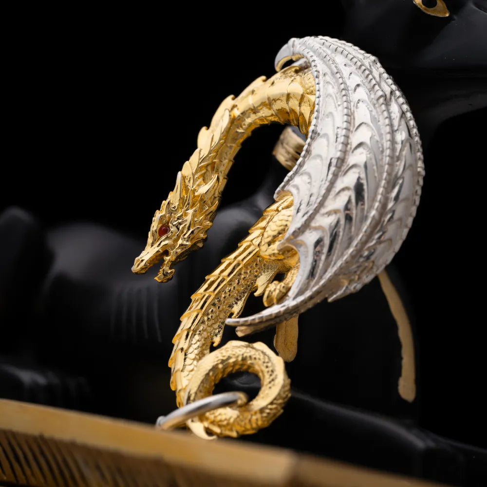 Customized 18K GP With Silver Dragon Hook Keychain details 02