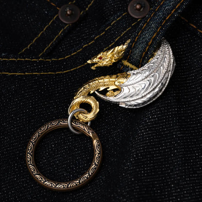 Customized 18K GP With Silver Dragon Hook Keychain details 03