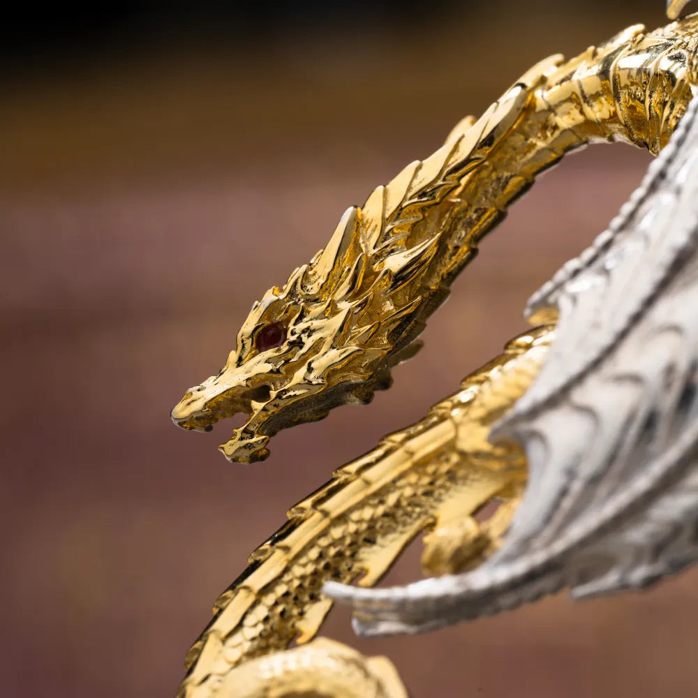 Customized 18K GP With Silver Dragon Hook Keychain details 04