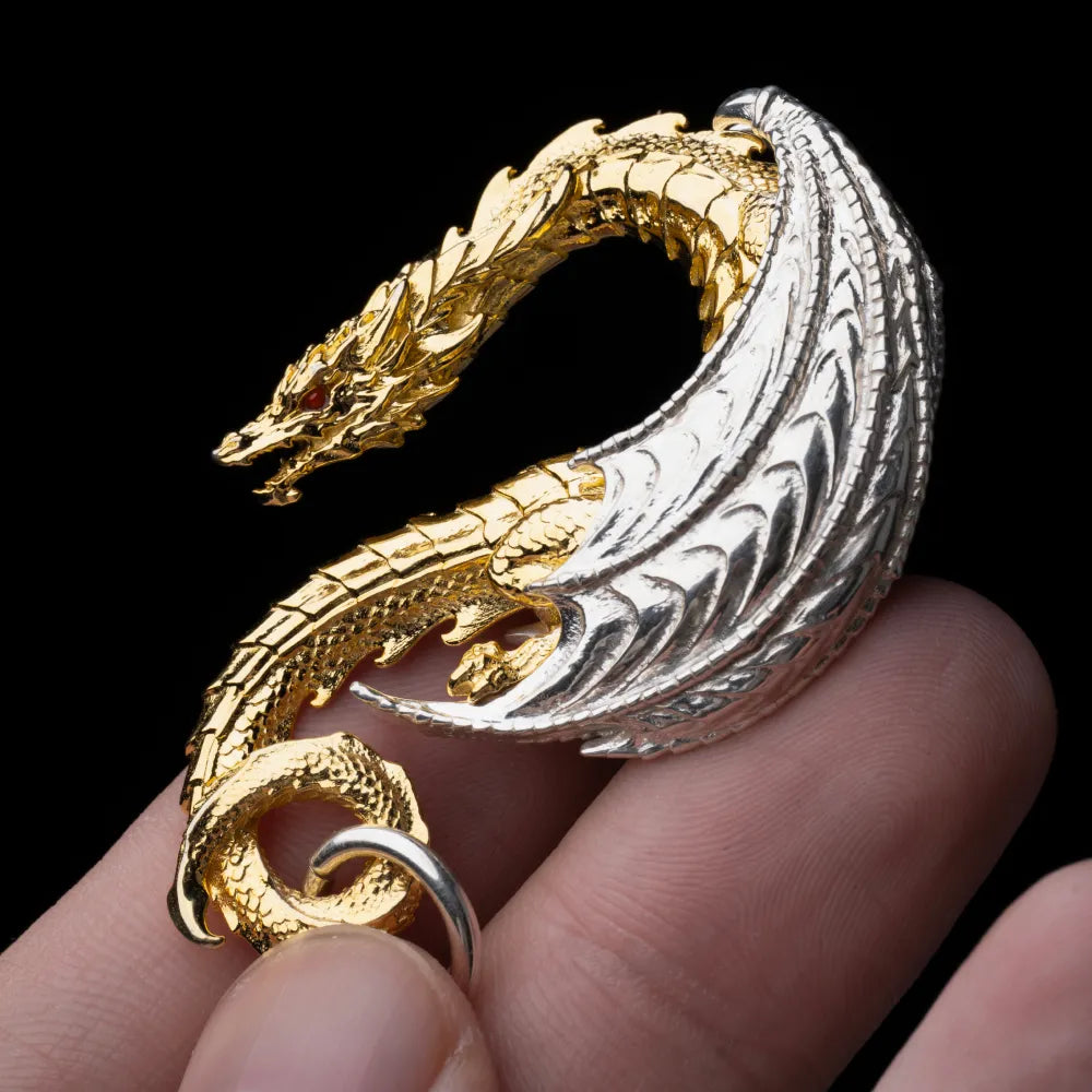 Customized 18K GP With Silver Dragon Hook Keychain details 06