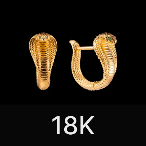 Cobra Earrings 18K Gold & Gemstone