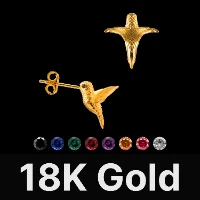 Hummingbird Earrings 18K Gold & Gemstone
