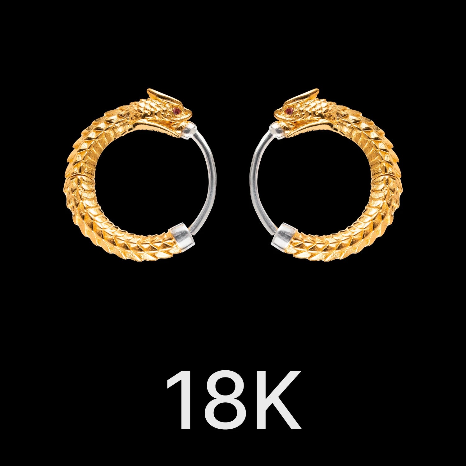 Ouroboros Earrings 18K Gold & Gemstone