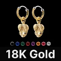 Rattlesnake Head Earrings 18K Gold & Gemstone
