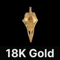 Raven Skull Pendant 18K Gold