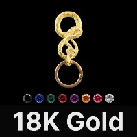 Snake Keychain 18K Gold & Gemstone
