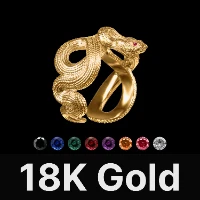Snake Ring 18K Gold & Gemstone