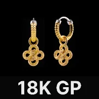Double Snake Hoop Charm Earrings Gold Vermeil