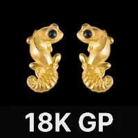 Knob Tail Gecko Earrings Gold Vermeil & Black Agate