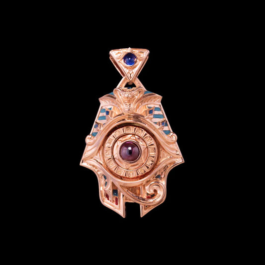Customized 18K Rose Gold Eye of Horus Spinner Pendant Details01