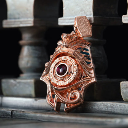 Customized 18K Rose Gold Eye of Horus Spinner Pendant Details03