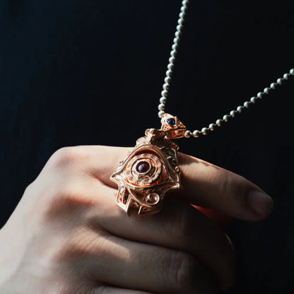 Customized 18K Rose Gold Eye of Horus Spinner Pendant Details07