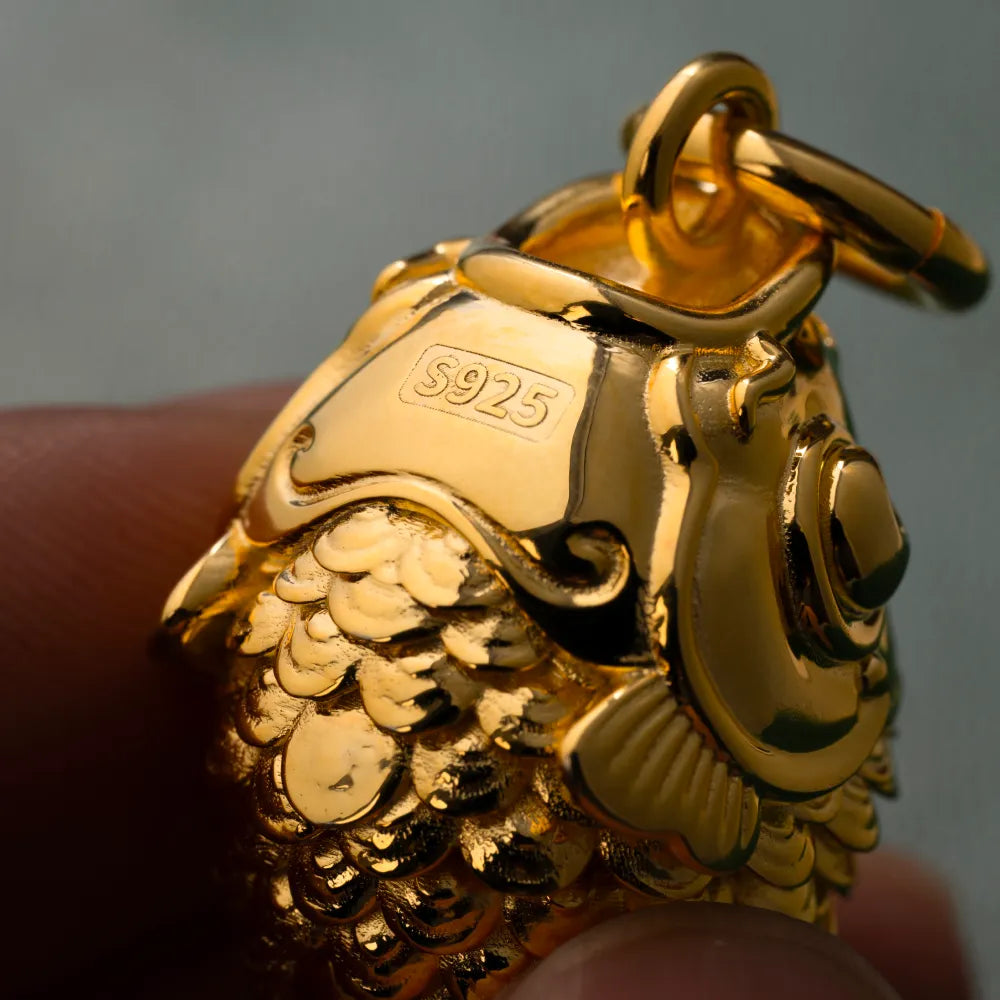 Customized 18k Gold Koi Fidget Pendant details 05