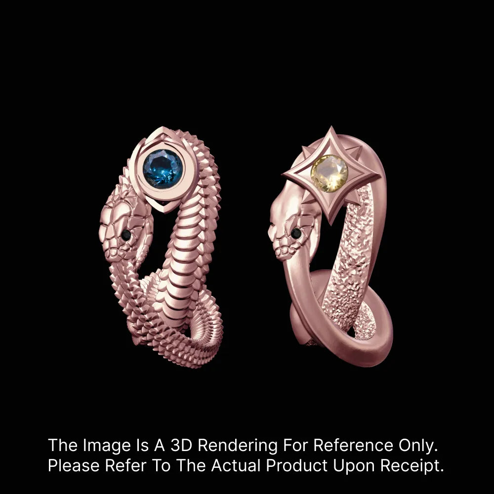 Asymmetrical Snake Studs – Gothic 18K RGP Earrings – COPPERTIST.WU