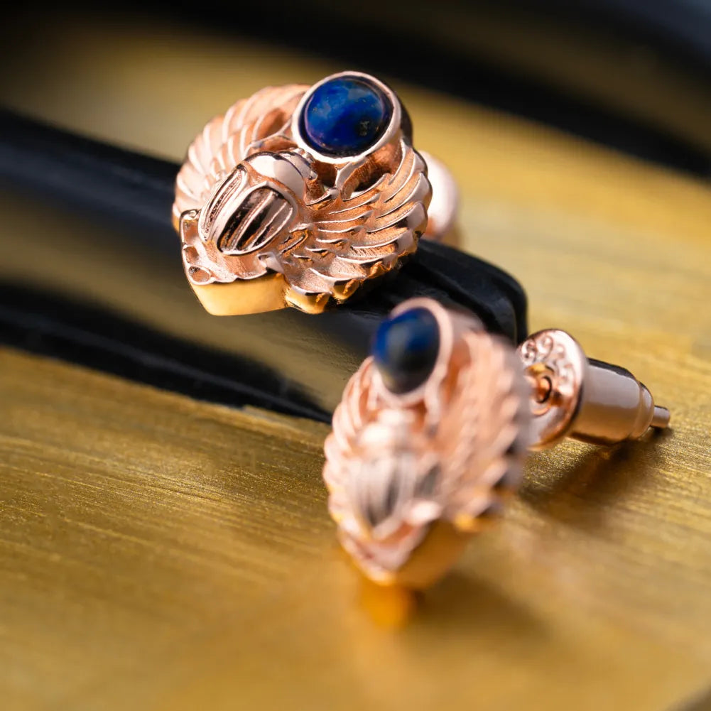 Customized 18k Rose Gold Scarab Studs Details 03
