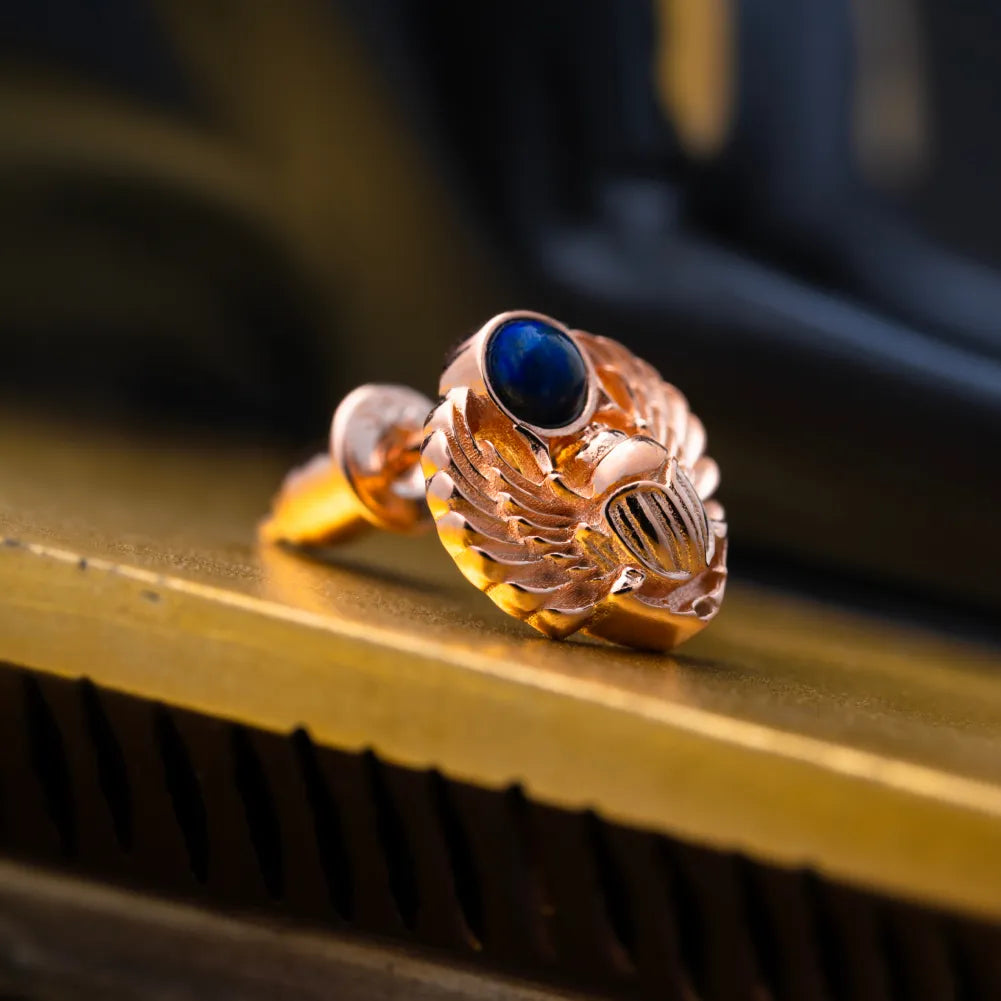 Customized 18k Rose Gold Scarab Studs Details 04