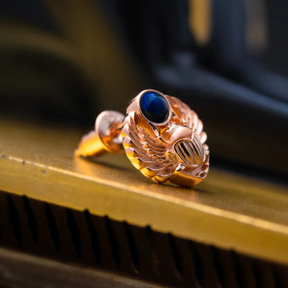 Customized 18k Rose Gold Scarab Studs Details 04