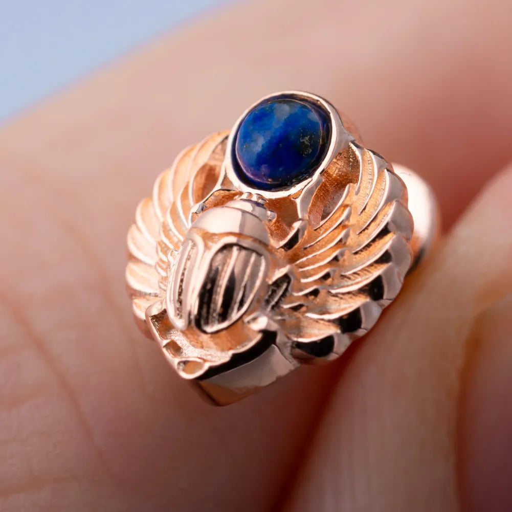 Customized 18k Rose Gold Scarab Studs Details 07