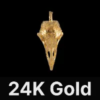 Raven Skull Pendant 24K Gold