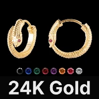 Hognose Snake Earrings 24K Gold & Gemstone