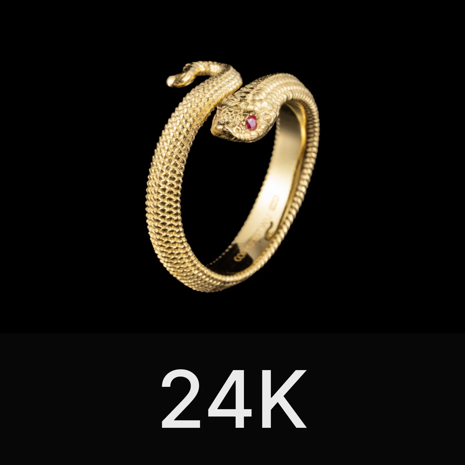 Hognose Snake Ring 24K Gold & Gemstone