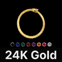 Ouroboros Bracelet 24K Gold & Gemstone