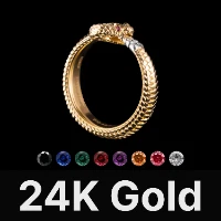 Ouroboros Ring 24K Gold & Gemstone