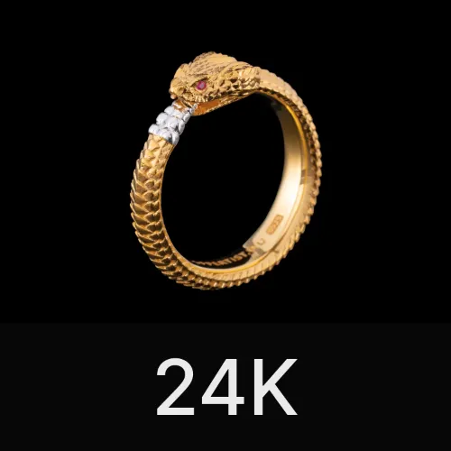 Ouroboros Ring 24K Gold & Gemstone