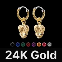 Rattlesnake Head Earrings 24K Gold & Gemstone
