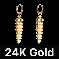Rattlesnake Tail Earrings 24K Gold