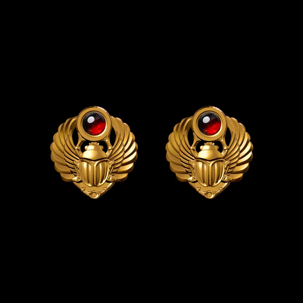 Customized 24K Gold Scarab Studs Details A Pair