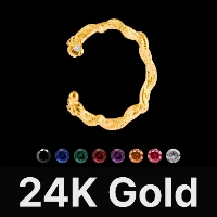 Snake Cuff Bracelet 24K Gold & Gemstone