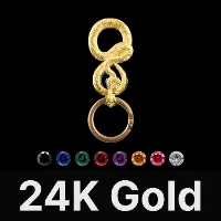 Snake Keychain 24K Gold & Gemstone
