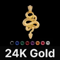 Snake Pendant 24K Gold & Gemstone
