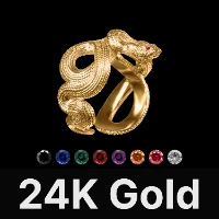Snake Ring 24K Gold & Gemstone
