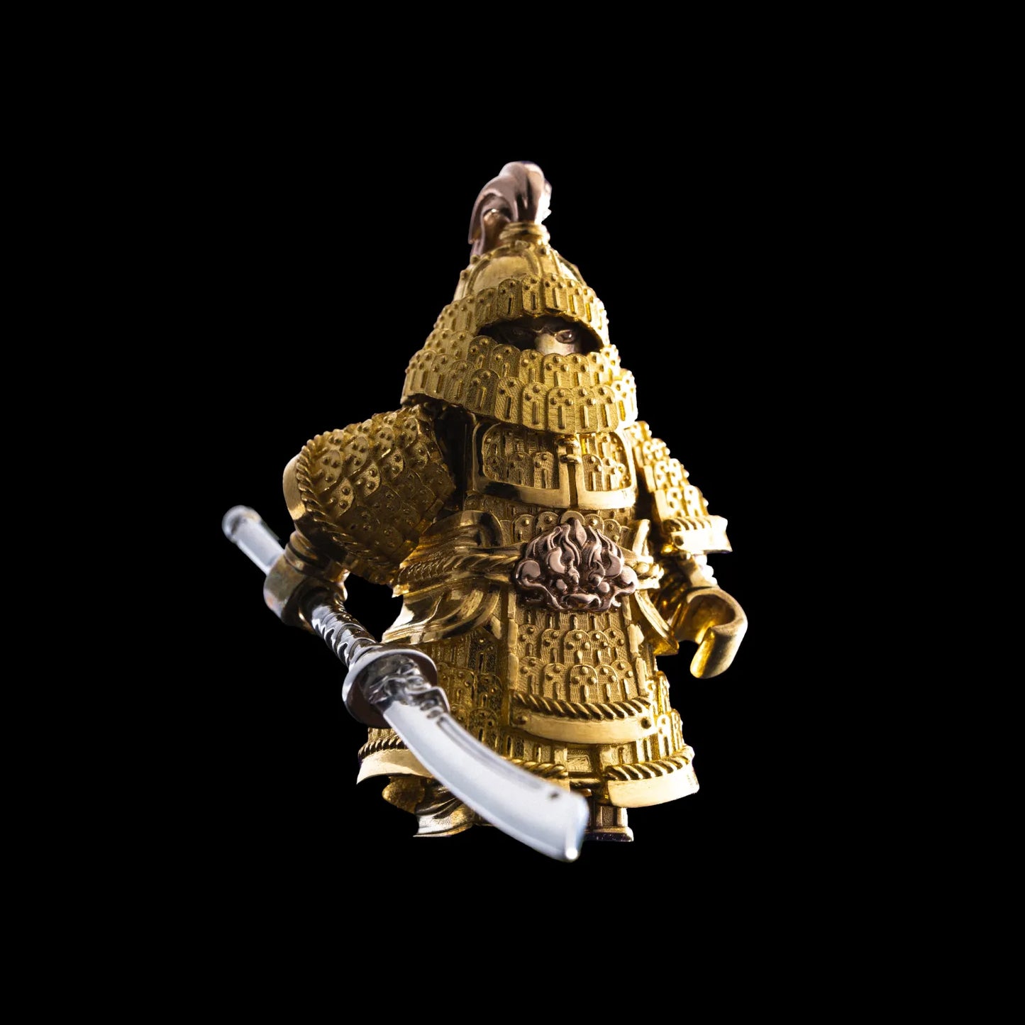 Customized 24K Gold With 18K Rose Gold With Brass Beiwei Army Warrior Figurine Details 01