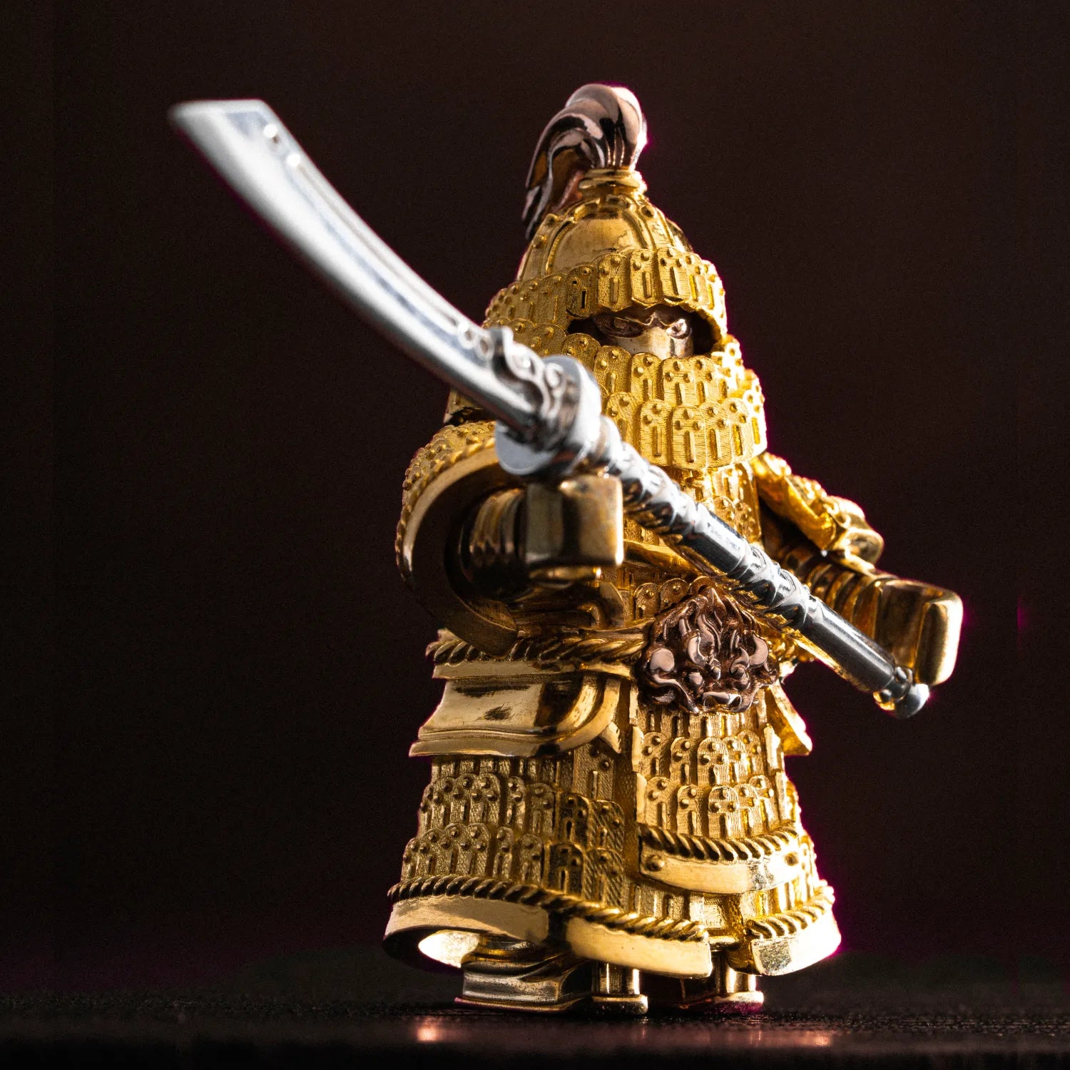 Customized 24K Gold With 18K Rose Gold With Brass Beiwei Army Warrior Figurine Details 03