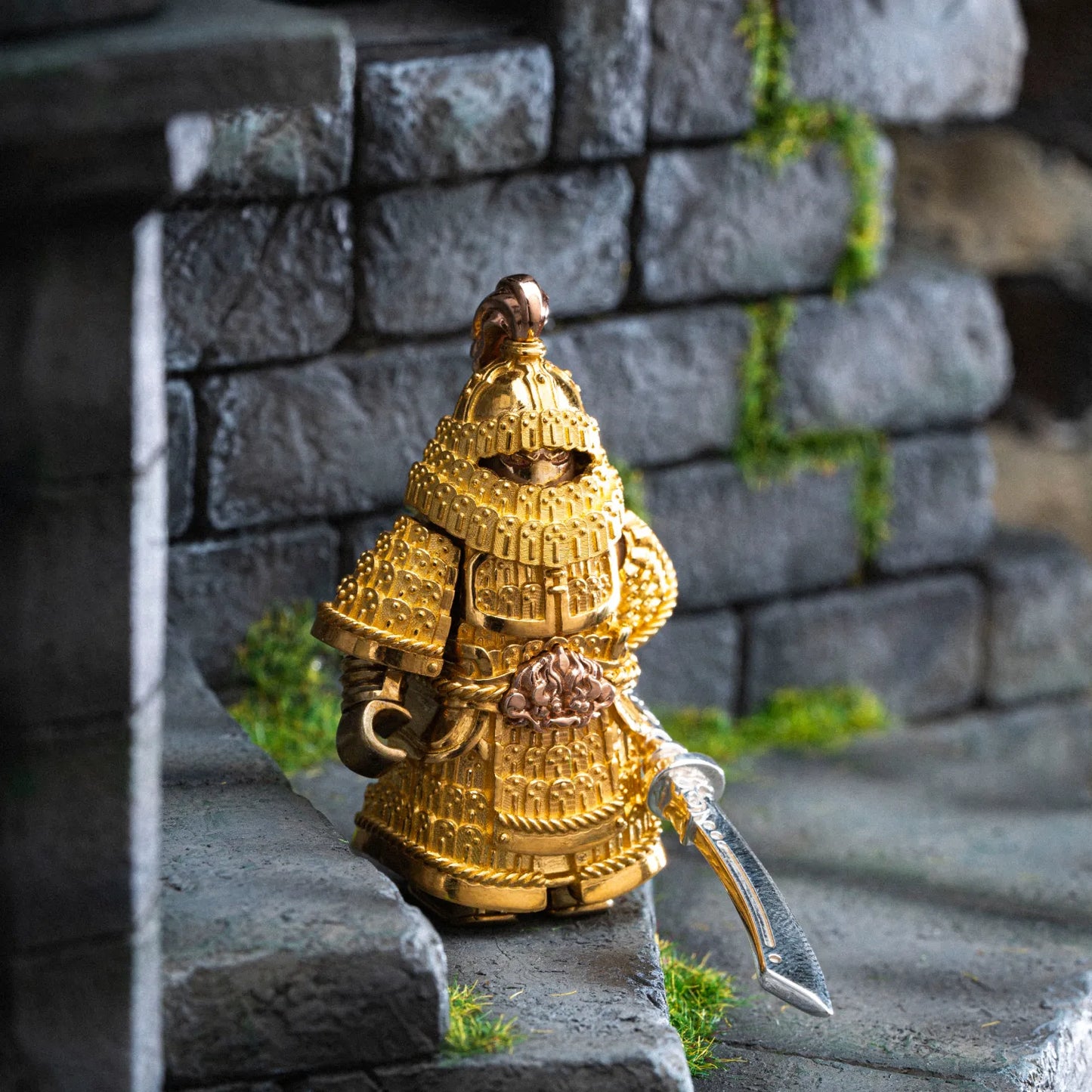 Customized 24K Gold With 18K Rose Gold With Brass Beiwei Army Warrior Figurine Details 06