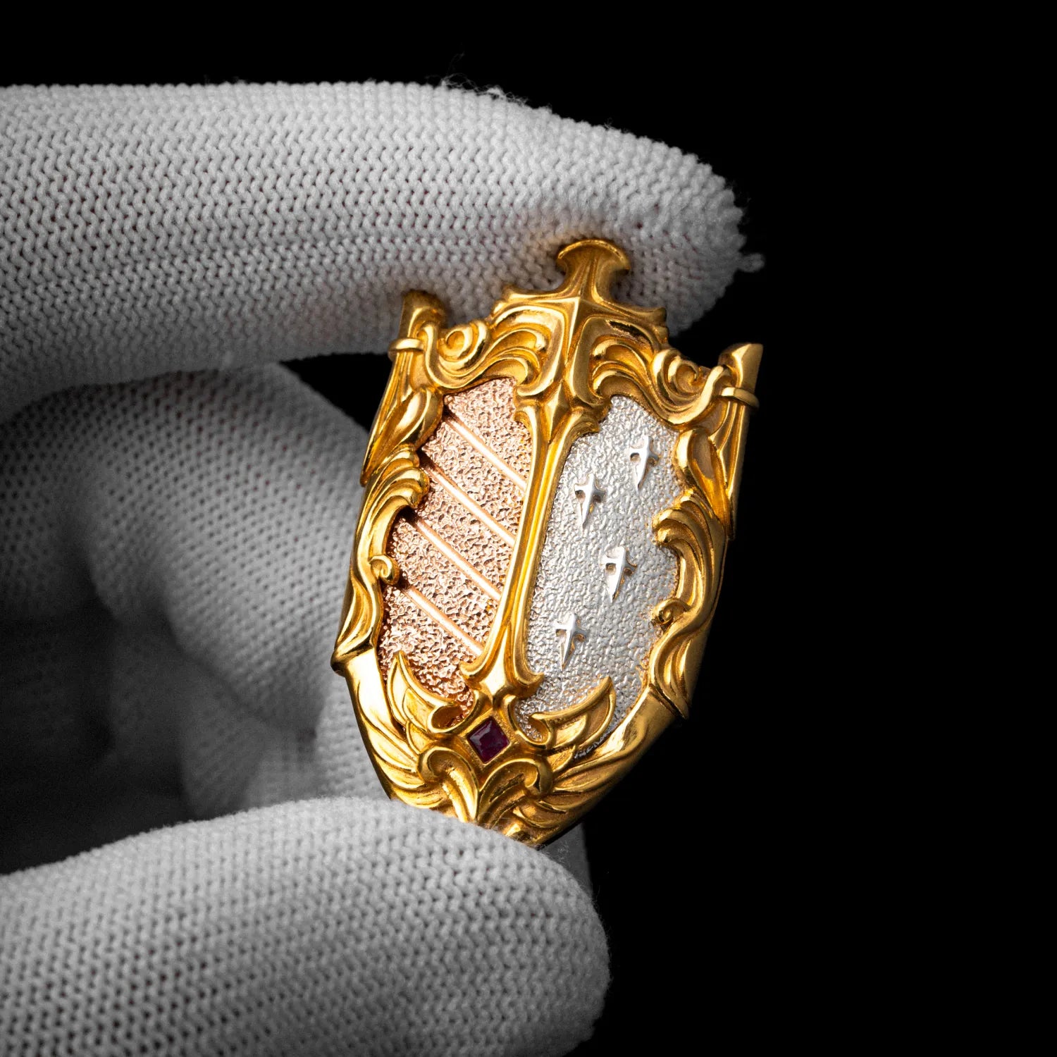 Customized 24K Gold  With Silver With 18K Rose Gold Vowkeeper Shield Details 04