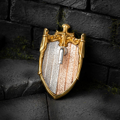 Customized 24K Gold  With Silver With 18K Rose Gold Vowkeeper Shield Details 05