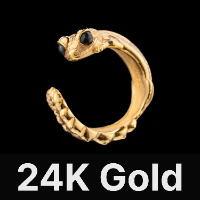 Knob Tail Gecko Ring 24K Gold & Black Agate