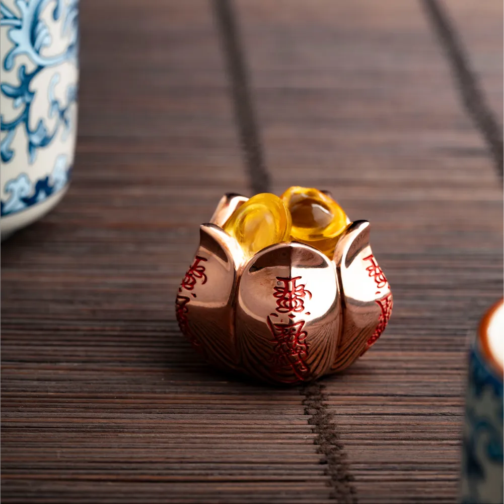 Customized Black Copper Wealth Lotus Incense Holder Details06