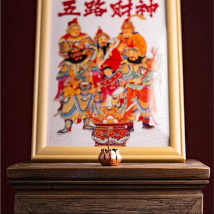 Customized Black Copper Wealth Lotus Incense Holder Details07