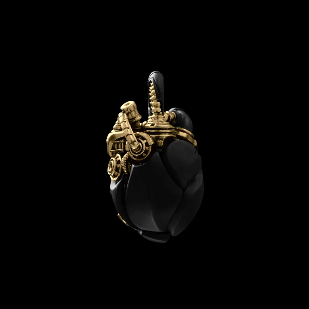 Customized Blackened Brass Mechanical Heart Pendant