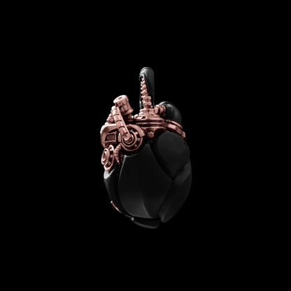 Customized Blackened Copper Mechanical Heart Pendant