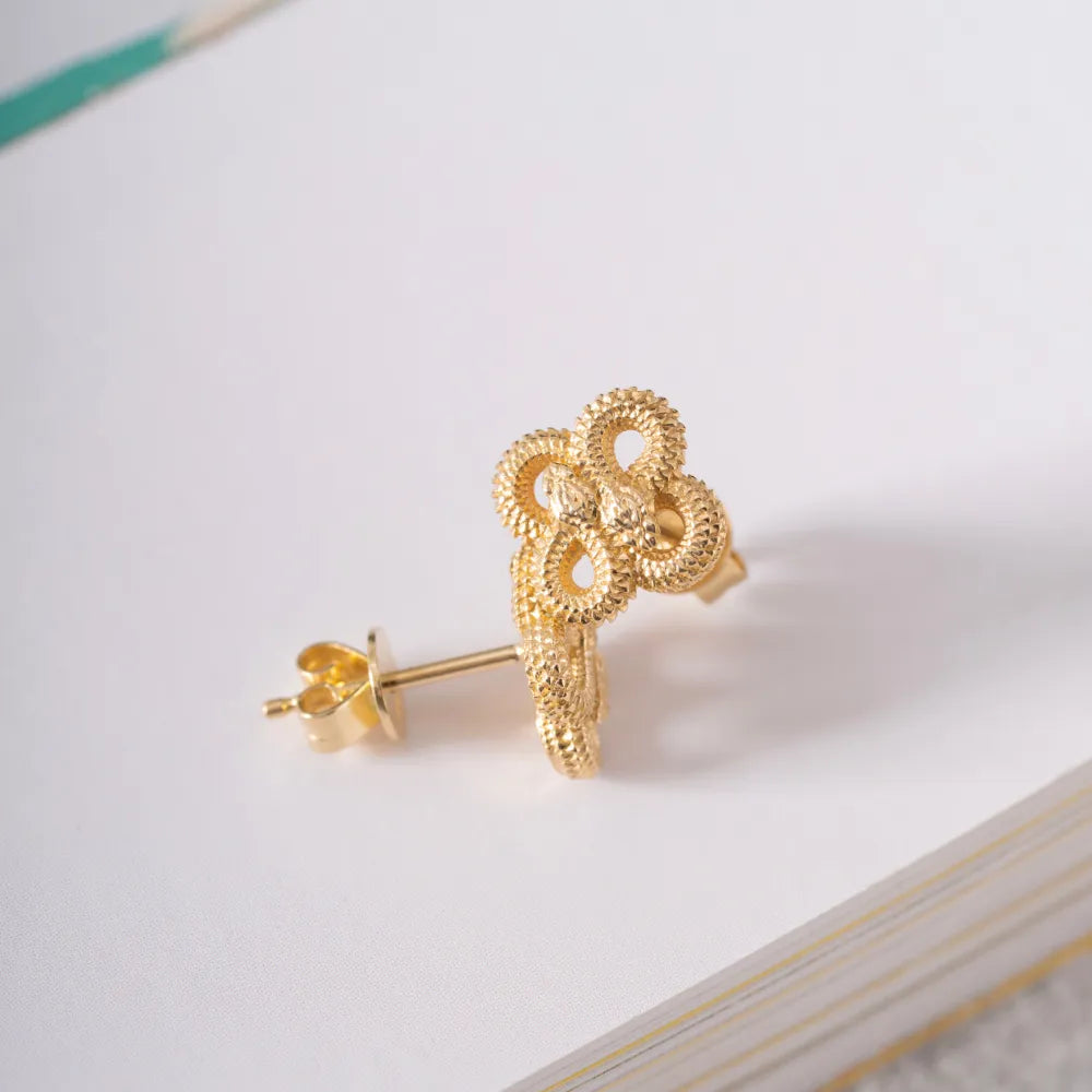 Customized 14K Gold Double Snake Stud Earrings Details 05