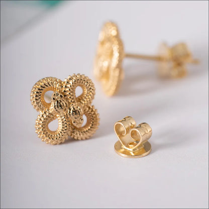 Customized 14K Gold Double Snake Stud Earrings Details 06