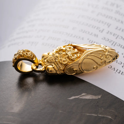 Customized Full 14K Gold Cicada Pendant Details 01