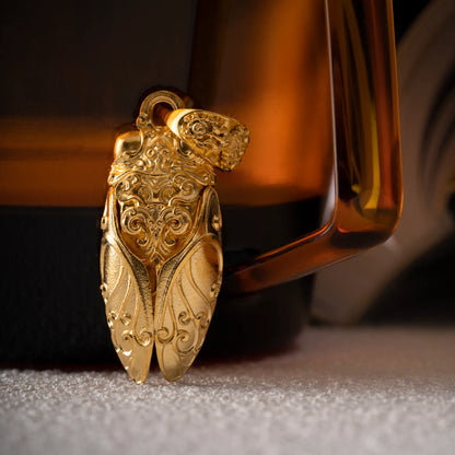 Customized Full 14K Gold Cicada Pendant Details 04
